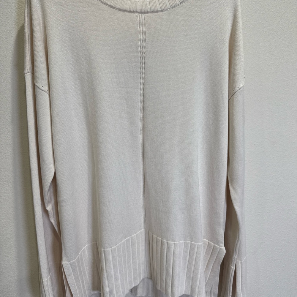 Beige Ribbed Hem Sweater